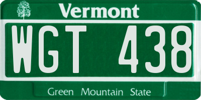 VT license plate WGT438