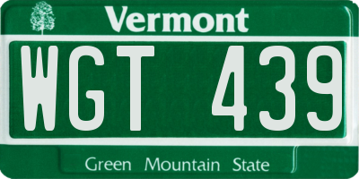 VT license plate WGT439
