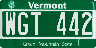 VT license plate WGT442