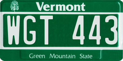 VT license plate WGT443