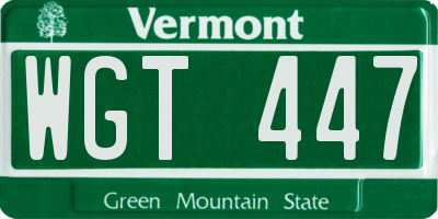 VT license plate WGT447