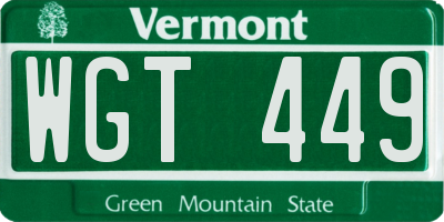 VT license plate WGT449