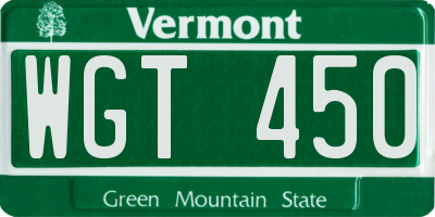 VT license plate WGT450