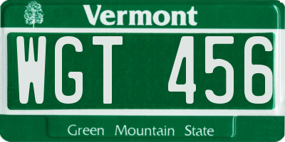 VT license plate WGT456