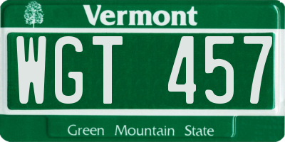 VT license plate WGT457