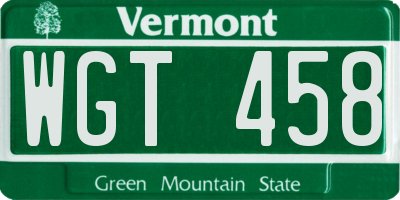VT license plate WGT458