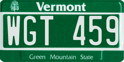 VT license plate WGT459