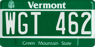 VT license plate WGT462