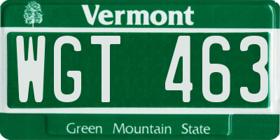 VT license plate WGT463