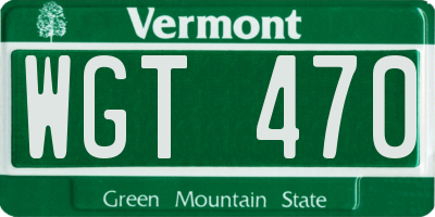 VT license plate WGT470