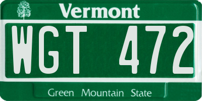 VT license plate WGT472