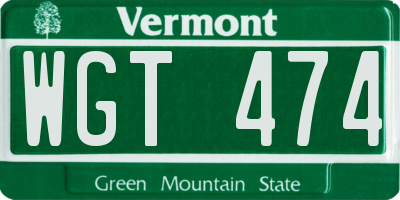 VT license plate WGT474