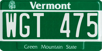 VT license plate WGT475