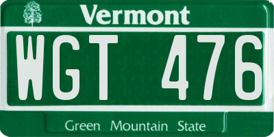 VT license plate WGT476