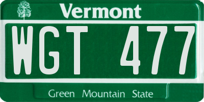 VT license plate WGT477