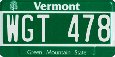 VT license plate WGT478