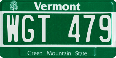 VT license plate WGT479