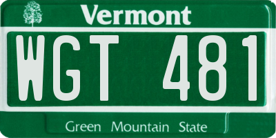 VT license plate WGT481