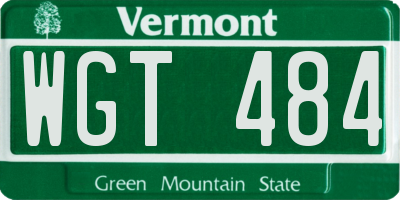 VT license plate WGT484
