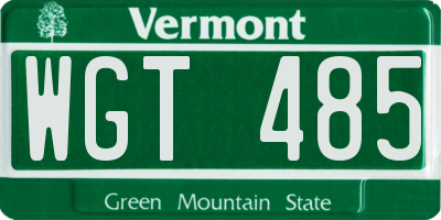 VT license plate WGT485