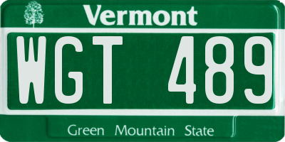 VT license plate WGT489