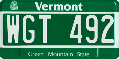 VT license plate WGT492