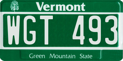 VT license plate WGT493