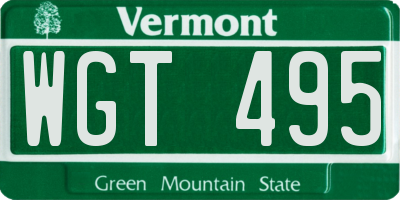 VT license plate WGT495
