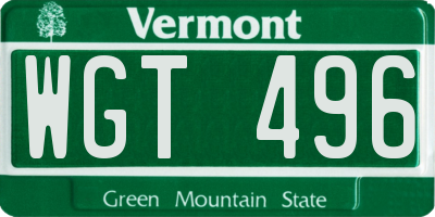 VT license plate WGT496