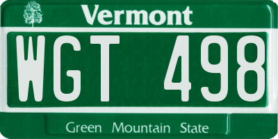 VT license plate WGT498