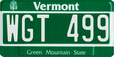 VT license plate WGT499