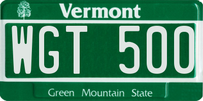 VT license plate WGT500