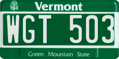 VT license plate WGT503