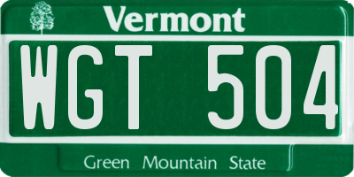 VT license plate WGT504