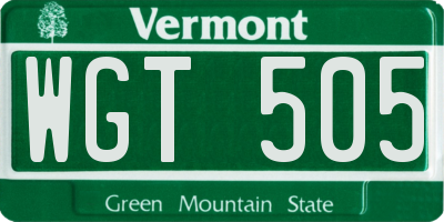 VT license plate WGT505