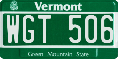 VT license plate WGT506