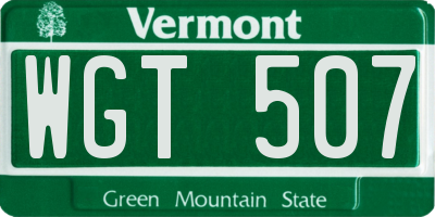 VT license plate WGT507
