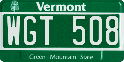 VT license plate WGT508