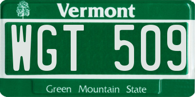 VT license plate WGT509