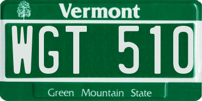 VT license plate WGT510