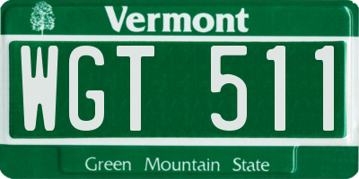 VT license plate WGT511