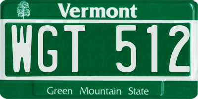 VT license plate WGT512
