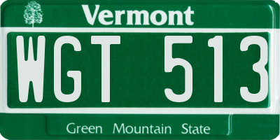 VT license plate WGT513