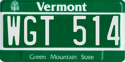 VT license plate WGT514