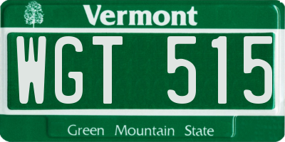VT license plate WGT515