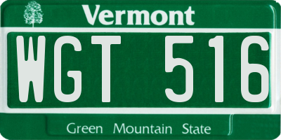 VT license plate WGT516