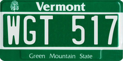 VT license plate WGT517