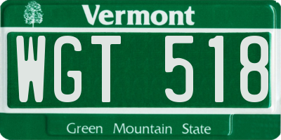 VT license plate WGT518