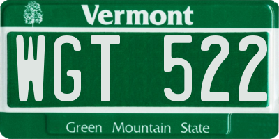 VT license plate WGT522