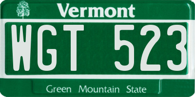 VT license plate WGT523